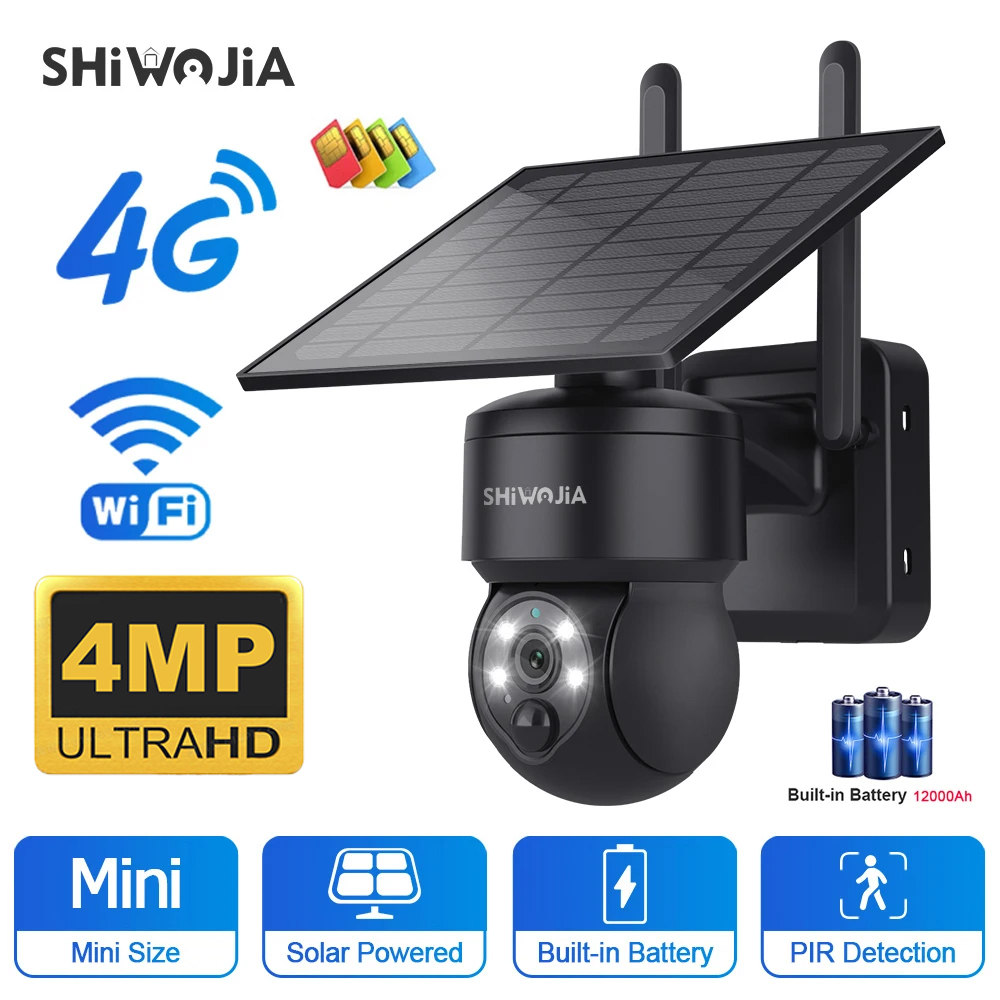Home Security Panel - SHIWOJIA kamera surya PTZ nirkabel WIFI,