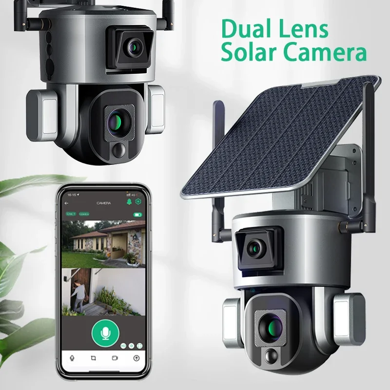 Home Security Uk - Kamera Surya Nirkabel 4G Lensa Ganda