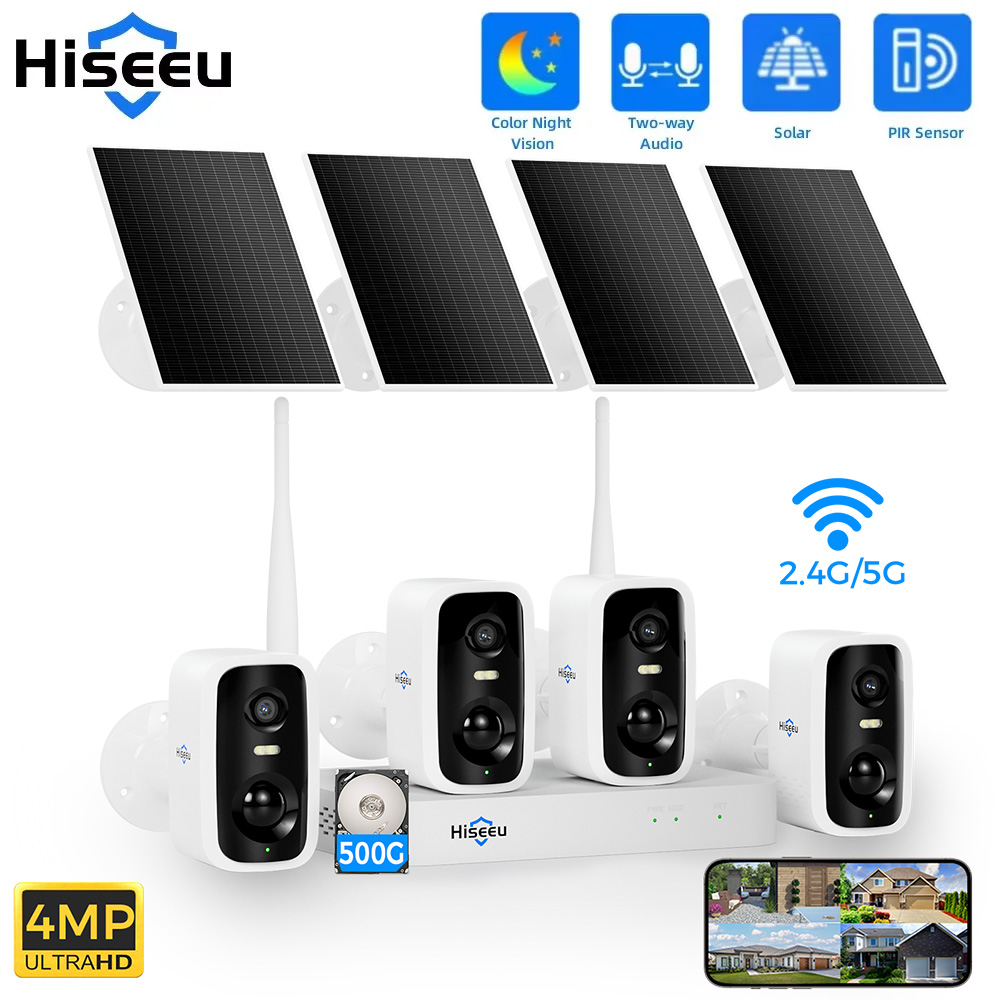 Home Security Panel - Hiseeu 10CH NVR 4MP WiFi Solar