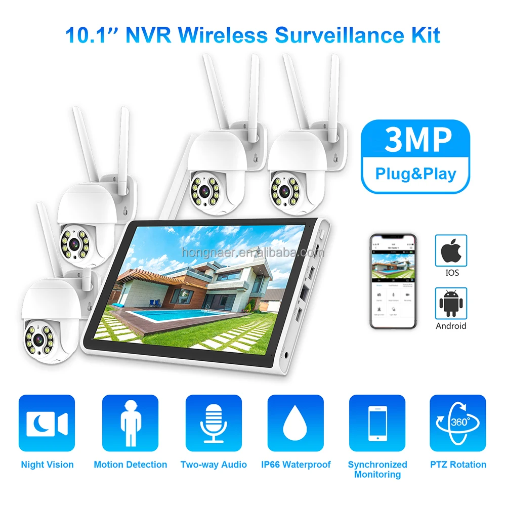 2026 Hongnaer 3MP 4 Channel Wi - Home Security Wifi Camera ulasan dan harga