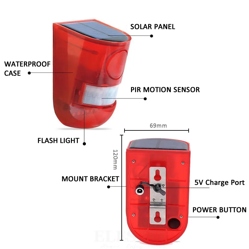Lampu Alarm Tenaga Surya Tahan - Home Security Lights ulasan dan harga