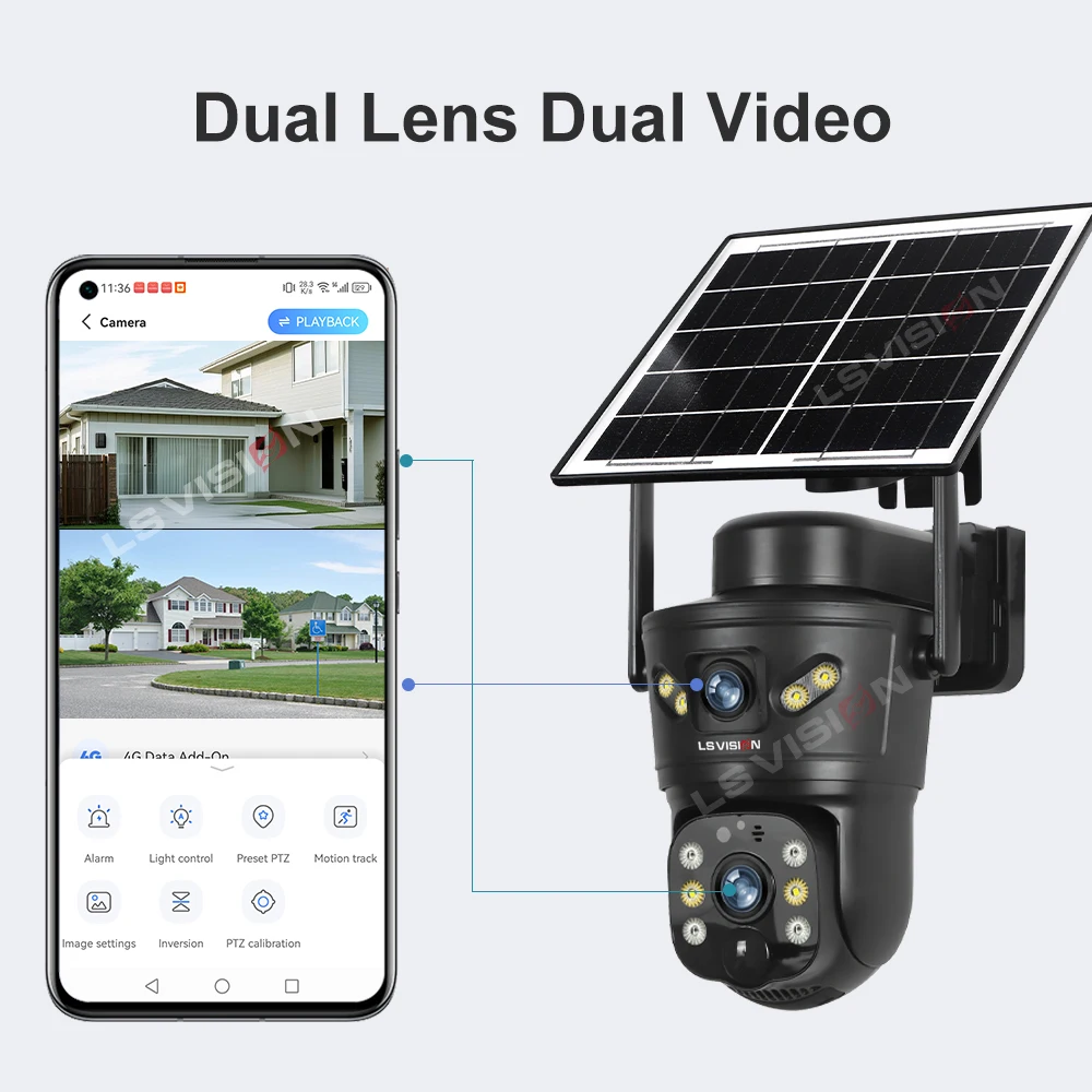 LS VISION Kamera Surya 8MP 4G  - Home Security Wifi Camera ulasan dan harga